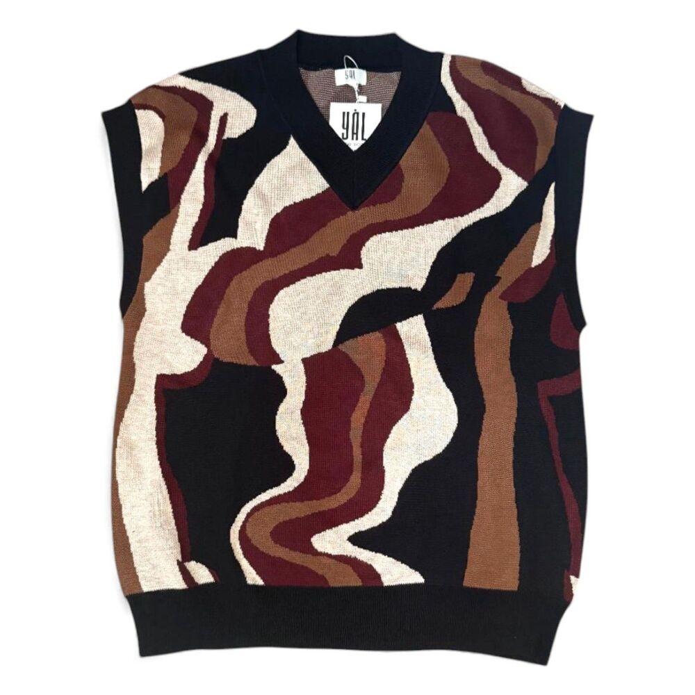 YAL New York Burgundy Wave V-Neck Sweater Vest, NWT 2X